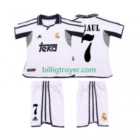Billige Fotballdrakter Real Madrid RAUL 7 2001 Barn Retro Hjemmedraktsett 2002 Kortermet